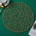 thumbnail image 4 of Greyghost Kitchen Home Dining Mat PVC Gold Paper Messy Straw Woven Round Placemat Hollow Cushion, 4 of 7