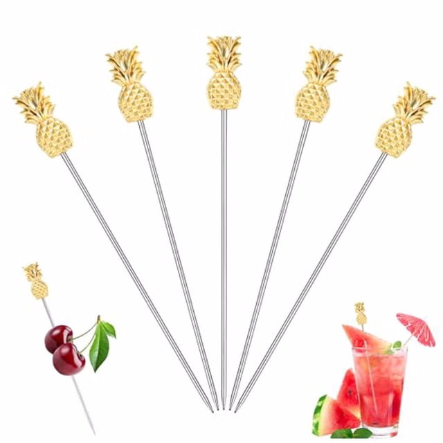 Yuarrent 5 brochetas de fruta resistentes al desgaste para aperitivos y postres. Brochetas exquisitas para la comida de los niños. Decoración del hogar