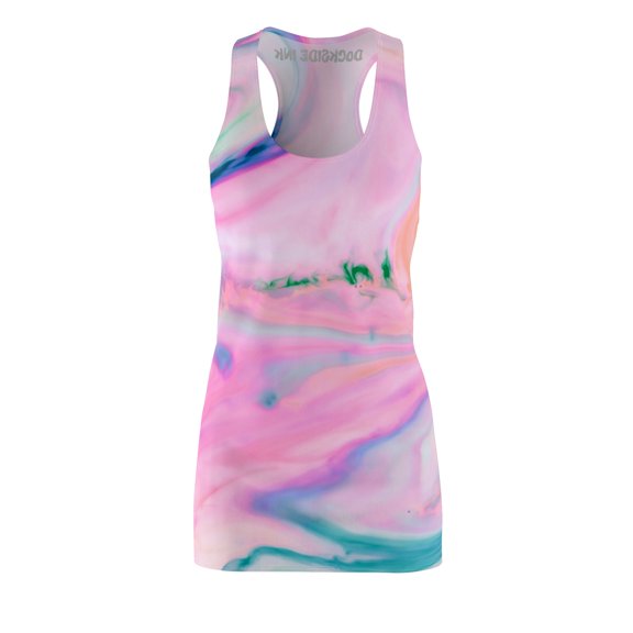 Women's Cut & Sew Racerback Dress (AOP) Pink Pop Abstract
