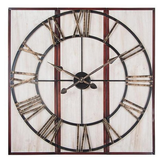 Utopia Alley 3-Piece Oversized Roman Square Wall Clock 32″ Wood Finish
