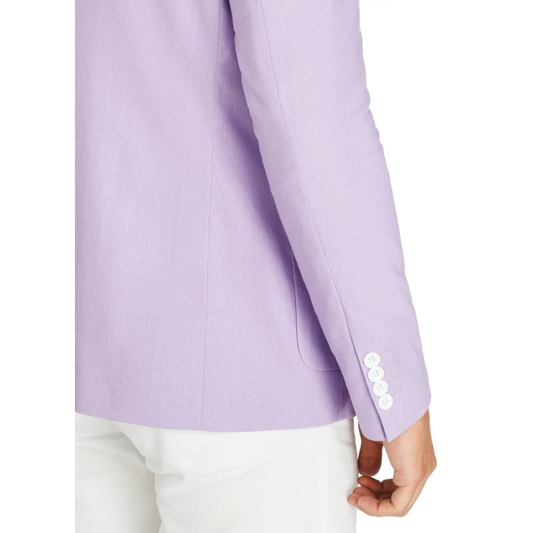 1PA1 Men's Linen Blend Suit Jacket Two Button Business Wedding Slim Fit  Blazer,Pink,2XL 