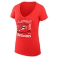 thumbnail image 2 of Women's G-III 4Her by Carl Banks Red Carolina Hurricanes Super-Slim Fit Lightweight Collage Team Graphic T-Shirt, 2 of 3