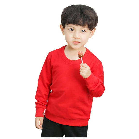 Unisex Kids Solid Cotton Thin Sweatshirt T-Shirt Toddler Baby Crewneck Long Sleeve Tshirts Tops Blouse