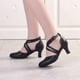 thumbnail image 4 of XIHAHA-zapatos de baile latino para mujer y niña, calzado de salón de Tango, cómodo, con tira, suela suave, color negro, para verano, 4 of 5