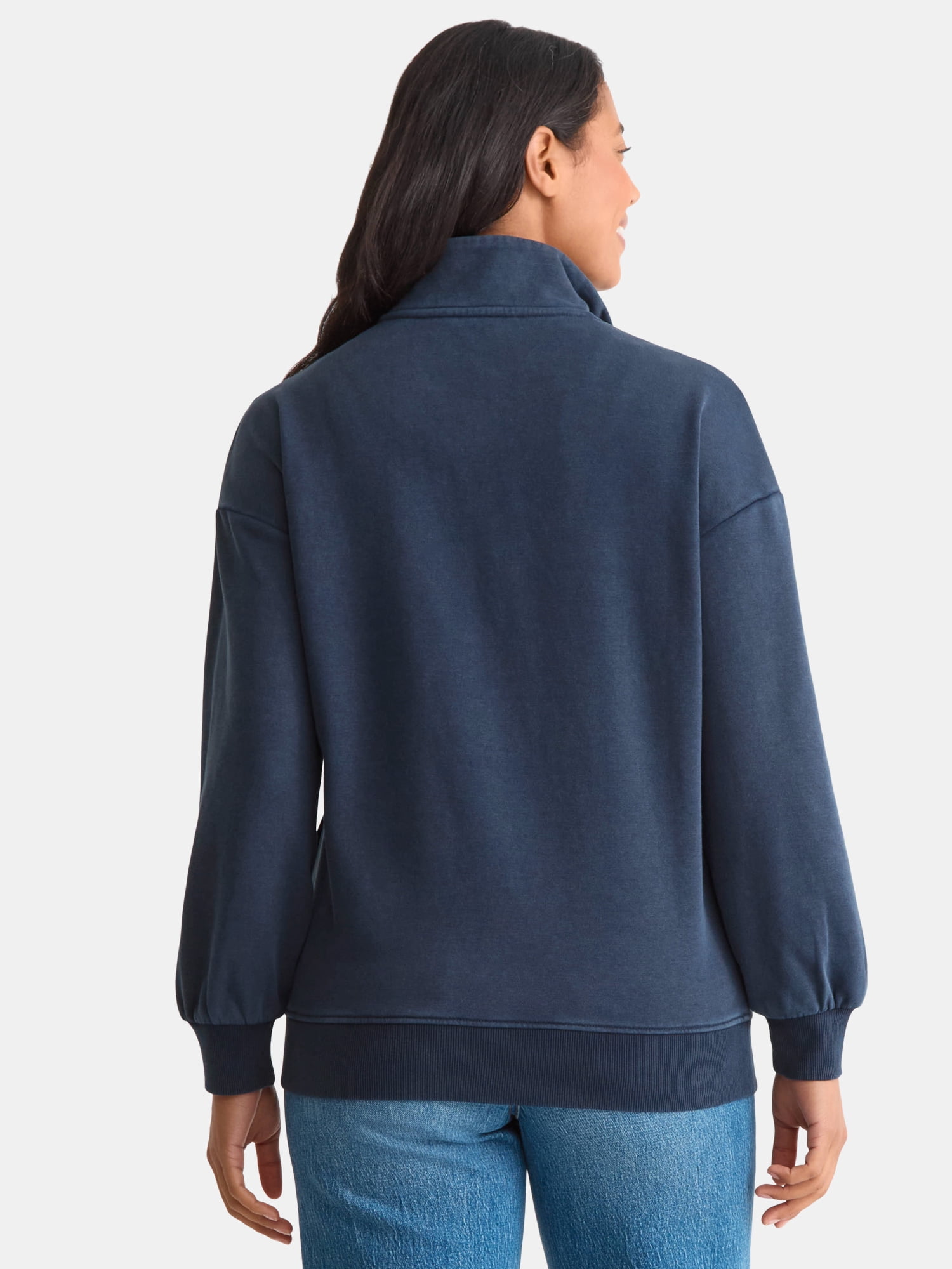 Time and Tru Women's Fashion Terry Snap Sweatshirt, Sizes XS-XXXL