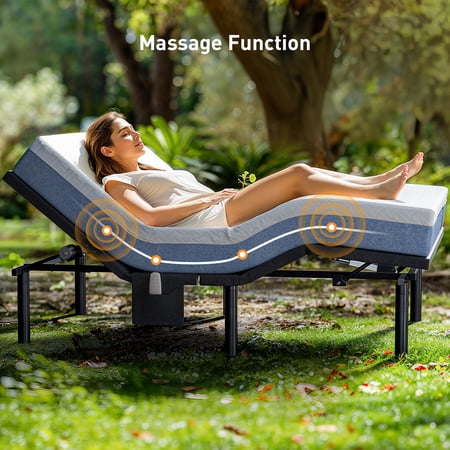 CHITOOMA Electric Adjustable Bed Frame Queen with Massage (4 Modes & 3 Intensities), Wireless Remote, Zero Gravity, 4 USB Ports, Under-Bed Nightlight, 3 Minutes Fast Assembly