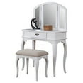 Bobkona Jaden 3 fold Mirror Vanity Table with Stool Set in Black