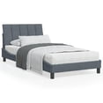 thumbnail image 1 of vidaXL Bed Frame with Headboard Dark Grey 100x203 cm Velvet, 1 of 5