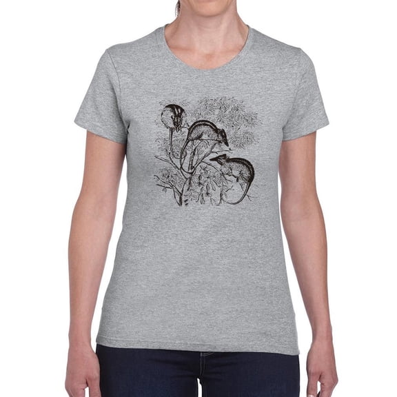 Opossums On A Tree Shaped T-Shirt Women -Image by Shutterstock, Female Small