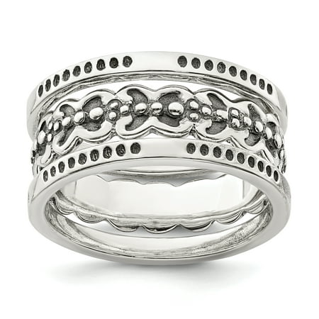 Sterling Silver Three Piece Set Antiqued Band Ring Multiple