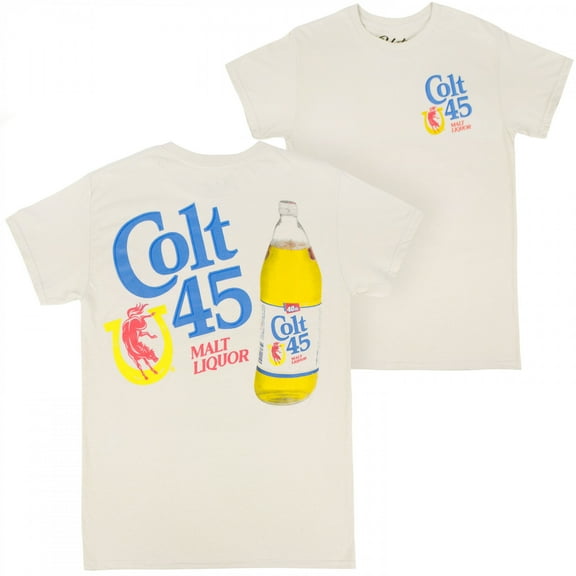 Colt 45 Malt Liquor Beige Colorway Front and Back Print T-Shirt-Medium