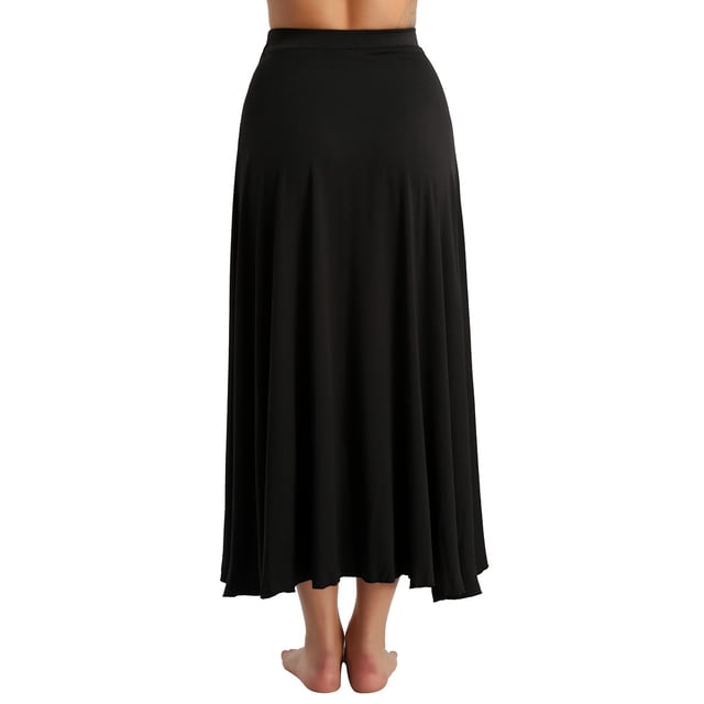 MSemis Jupe Longue de Danse Ballet Asymétrique Portefeuille pour Femme Taille Haute Robe Costume de Scène Noir TTG
