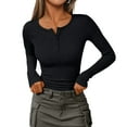 thumbnail image 5 of Resicozy Long Sleeve Henley Shirts for Women Fall Spring Ribbed Tops Casual Blouses Basics Tees Cute Solid Sweaters Black XL, 5 of 5