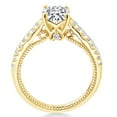 thumbnail image 3 of Gem Stone King 18K Yellow Gold Plated Silver Moissanite and White Created Sapphire Engagement Ring for Women (1.37 Cttw, Cushion 6MM, Gemstone Birthstone, Available in Size 5, 6, 7, 8, 9), 3 of 5