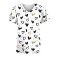 thumbnail image 5 of Fiudx Ofertas y Liquidaciones Blusa de Manga Corta con Cuello En V para Mujer, Uniforme, Blusa con Bolsillos Estampados para El Día de San Valentín, Enfermería, 5 of 5