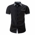thumbnail image 1 of Camisas de Manga Larga para Hombres Moda Ocio Botón Bolsillo Flip Collar Red, Tela Suave Transpirable para Invierno Casual, 1 of 8
