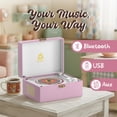 thumbnail image 4 of Reproductor de CD KLIM de estilo retro vintage con Bluetooth y altavoz rosa, 4 of 7
