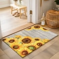 thumbnail image 2 of 2x3 Ft Entryway Area Rug, Retro Country Floral Kitchen Rug Runner Washable Floor Mat, Summer Yellow Sunflowers Wooden Beige Non Slip Indoor Door Mat Throw Carpet for Bathroom Living Room Bedroom, 2 of 8