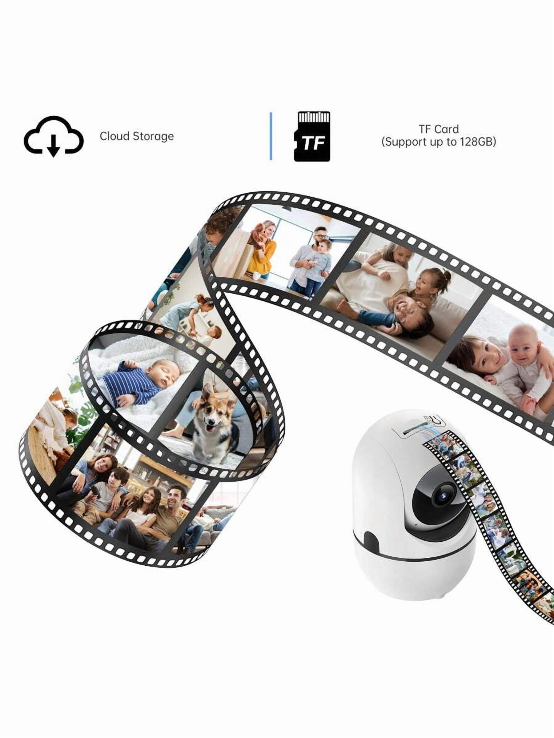 HD 2K Indoor Security Camera: 360° Pet/Baby Monitor with Smart Motion Tracking, Two-Way Audio, IR Night Vision, Continuous Recording, Works with Alexa & App