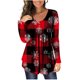 thumbnail image 2 of Pntutb moda mujer cuello redondo manga larga camiseta otoño estampado botón blusa suelta tops Pntutb Pntutb-4994, 2 of 7