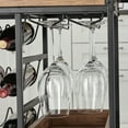 thumbnail image 3 of Danya B. Rustic Walnut Veneer and Metal Rolling Farmhouse Wine Bar Cart with Wine Bottle and Glass Rack, 3 of 20
