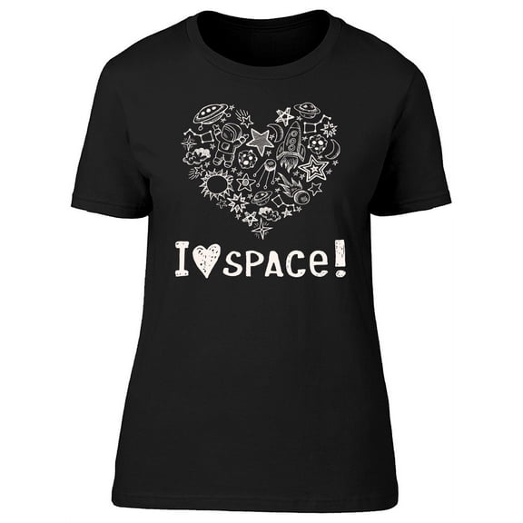 I Love Space Doodles T-Shirt Women -Image by Shutterstock, Female Large