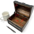 thumbnail image 6 of Nautical Cove Handmade Wooden Treasure Chest Storage Box – Deluxe Design with Real Leather Accents, Working Iron Lock & Skeleton Keys, Decorative Keepsake Chest (Small - 8 × 6 × 6"), 6 of 8