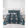 thumbnail image 2 of Twin XL Quilt Bedding Set, Navy Blue Boho Reversible Summer Quilt 3 Pieces, Geometric Vintage Abstract Art Ethnic Tribe Lightweight Bedspreads Coverlets with 2 Pillow Shams for All Seasons, 2 of 5
