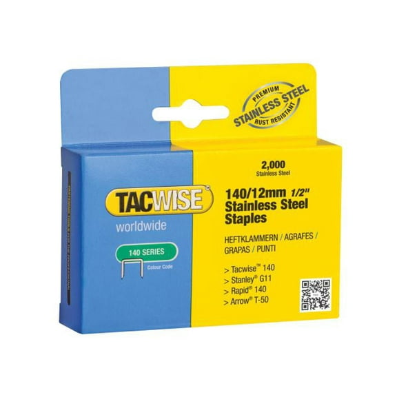 Tacwise - 140 Stainless Steel Staples 12mm (Pack 2000)
