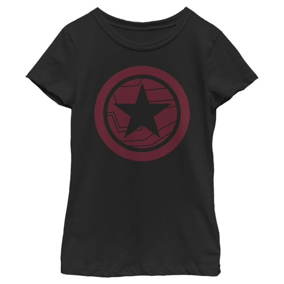 Girl's Marvel The Falcon and the Winter Soldier Red Shield Graphic Tee Black X Large
