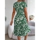 thumbnail image 5 of Vestido Corto de Verano Elegante Estampado Cintura Grande Doblado Plisado, Cuello en V de la Mitad de la Manga para el Uso Diario, de Primavera Y Casual, 5 of 5