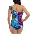 thumbnail image 5 of Picia Neon Free Play Pattern Women's One Piece Swimsuits,One Shoulder Swimwear Asymmetric ,Ruffle Monokinis Bathing Suits,High Waisted Flattering Bathing Suits-XX-Large, 5 of 8