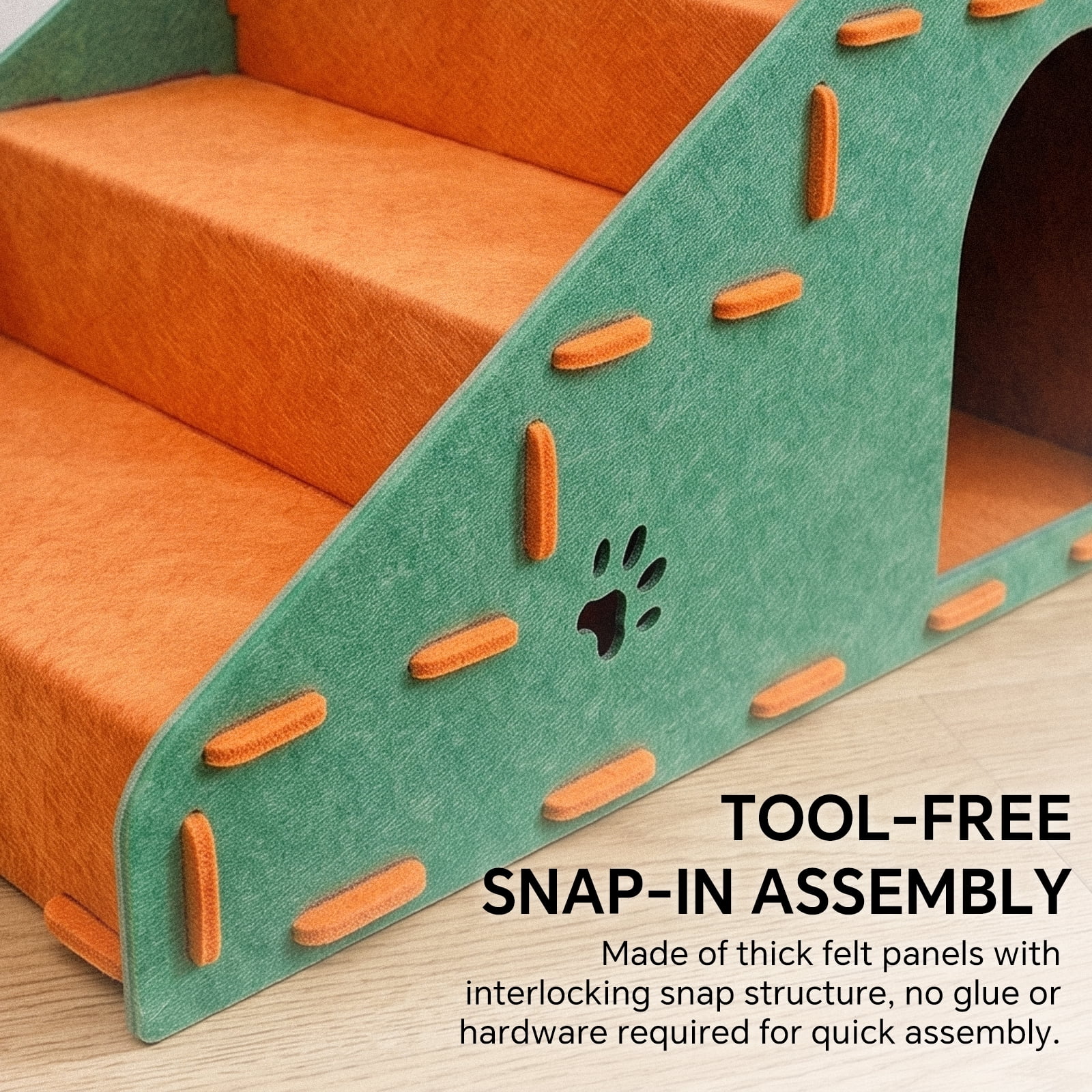 Portable 4‑Tier Pet Stairs Ramp, Durable Cat Dog Steps for Small Dogs, Anti‑Slip Pet Steps for High Bed, Sofa & Vehicle, Pet Mobility Aid for Senior Injured Pets
