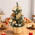 thumbnail image 5 of 7.87" Golden Mini Artificial Christmas Tree with Basket & Pine Cones, Tabletop Decor & Holiday Gift for Home Display, Perfect Christmas Decoration Indoor & Outdoor, 5 of 7