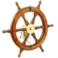 thumbnail image 6 of Nautical Brass Bell Mounted Hand Crafted Authentic Rosewood Ship Wheel Extension Rod | Wall Decor Maritime Accent Gift | Nagina International (16 Inches), 6 of 6