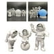 thumbnail image 4 of 3 figuras de astronauta en miniatura, personajes del espacio exterior hechos a mano para el hogar. plata, 4 of 9