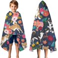 thumbnail image 3 of Shiba Inu and Pioneer Flower Hooded Bath Towel，50"x30" for Ages 3 To 12 Kids, Quick Dry Lightweight Soft Microfiber Hood Beach Towel Cover Up for Kids, 3 of 7