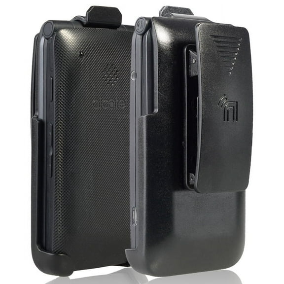 Holster for Go Flip Phone, Nakedcellphone Black [Rotating/Ratchet] Belt Clip Holder Case [with Kickstand] for Alcatel Go FlipV, MyFlip 4G, QuickFlip, Cingular Flip2, A405DL