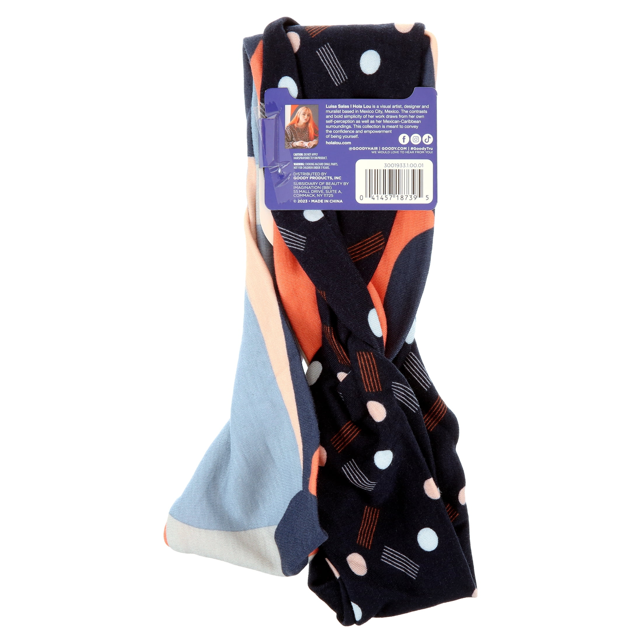 (8 pack) Goody Tru X Hola Lou Collab Ouchless?? Printed Twist Head Wraps Orange 2 Ct