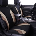 thumbnail image 2 of CAR PASS Line Rider Sporty Cloth 11PCS Universal Fit Car Seat Cover -100% Breathable with 5mm Composite Sponge Inside,Airbag Compatible,3zipper Bench(Full Set, Black and Beige), 2 of 13