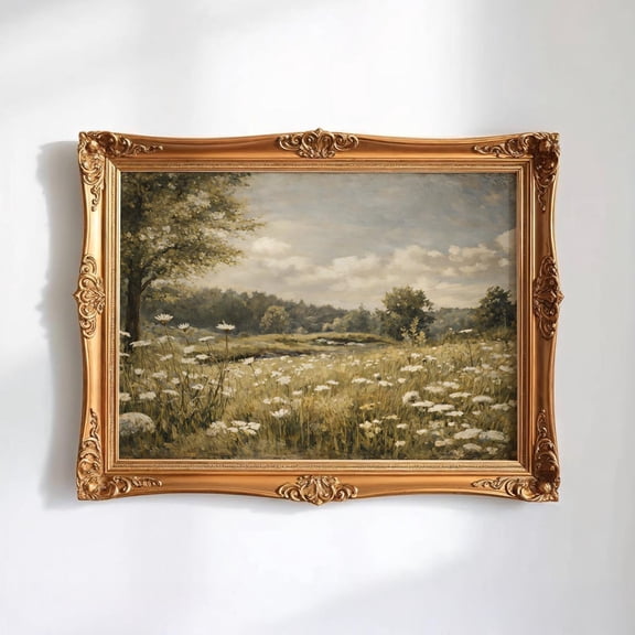 Vintage Botanical Wildflower Meadow Wall Art Print