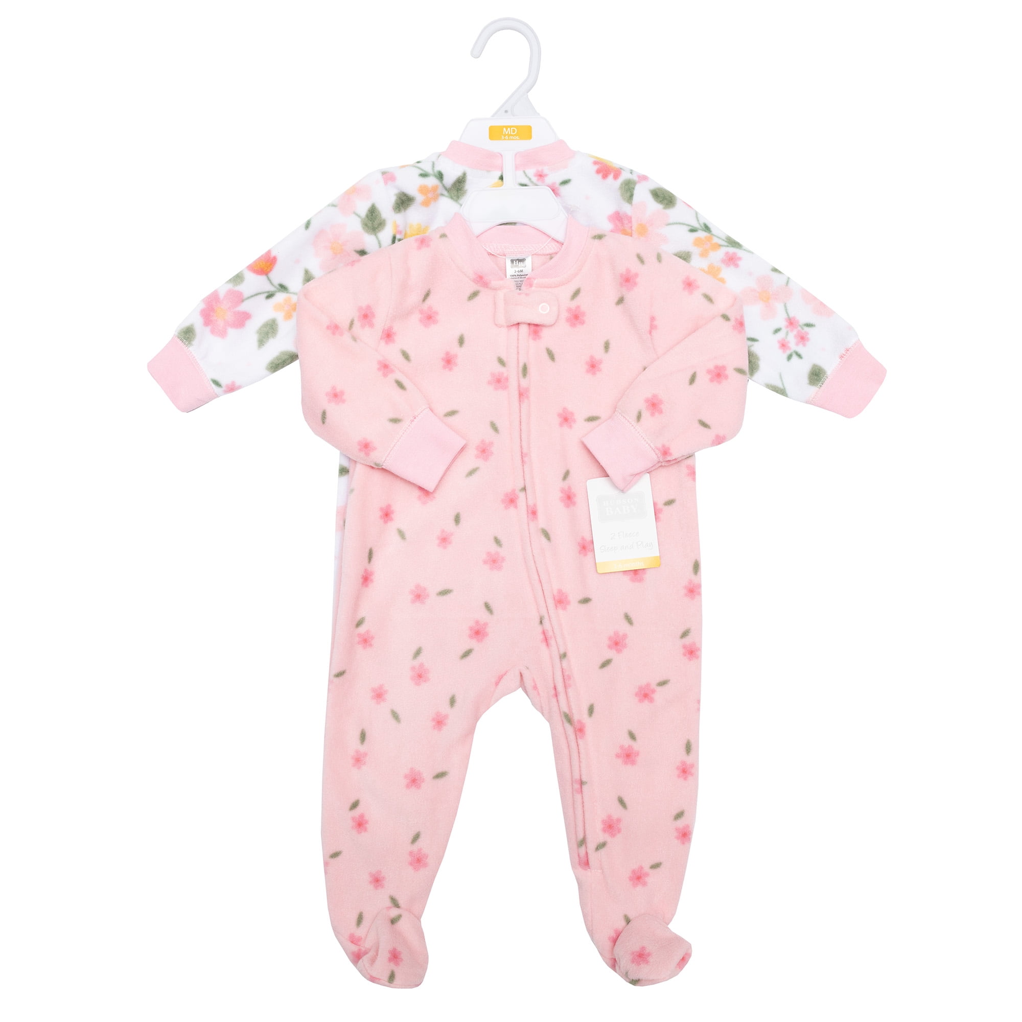 Hudson Baby Infant Girls Fleece Sleep and Play, Family Floral, 6-9 Months