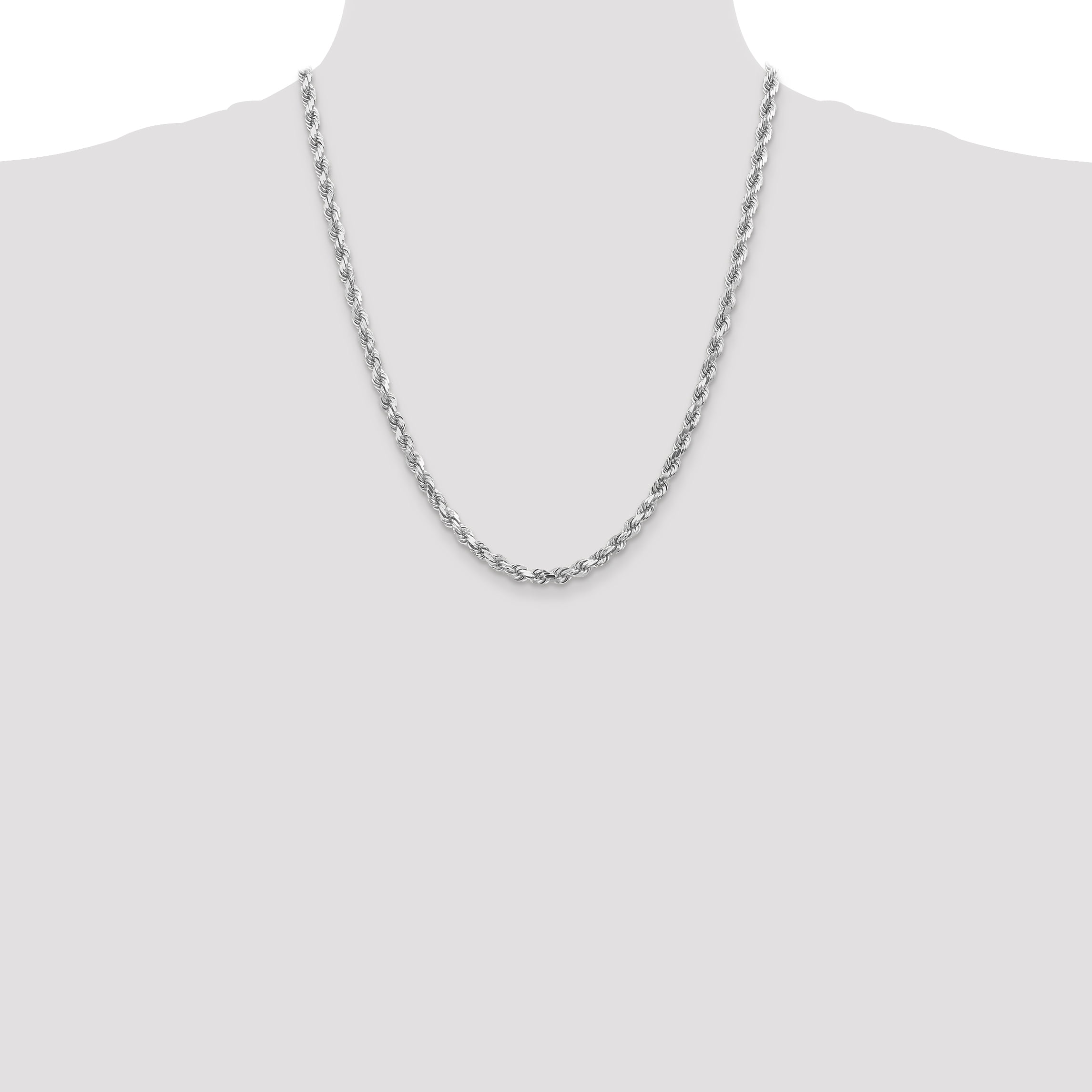 14k White Gold 4.5mm Link Rope Chain Necklace 22 Inch Pendant Charm Handmade Fine Jewelry Gifts ...