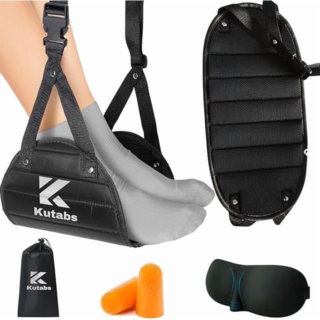 Hamaca para pies de viaje KUTABS con antifaz para dormir y tapones para los oídos