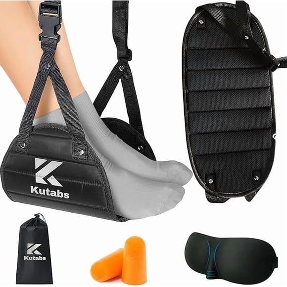 Hamaca para pies de viaje KUTABS con antifaz para dormir y tapones para los oídos