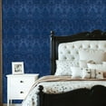 thumbnail image 2 of Vintage Peel and Stick Wallpaper 23.6in x 9.8ft Elegant Blue Damask Floral Baroque Elements Contact Paper Vinyl Waterproof Self Adhesive Wall Paper for Bedroom Shelf Cabinet Renter Friendly, 2 of 8