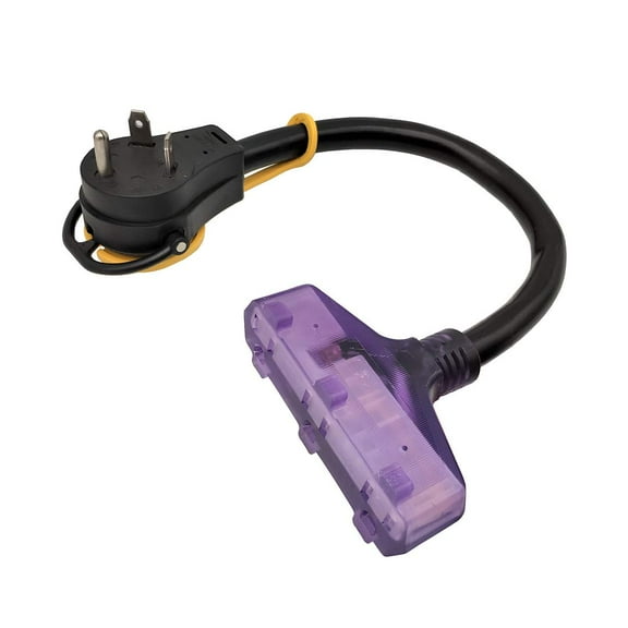 Parkworld 61193 RV Splitter Adapter Cord TT-30P to TT-30R 30A 125V & (3)5-15R 15A 125V 1.5 Feet