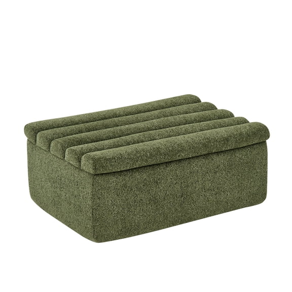 Tufted Storage Ottoman, Upholstered Footstool with Lift Top, Square Storage Bench for Living Room Bedroom (Green)