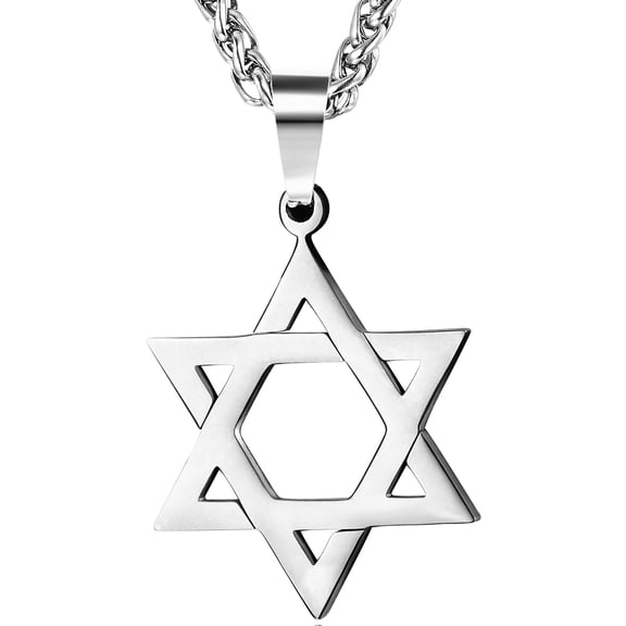 Star of David Pendant Necklace Stainless Steel Jewish Jewelry for Men Women Religious