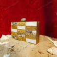 thumbnail image 3 of Different Craft India Golden Abalone Seashell Inlaid Evening Clutch Purse for Women, 3 of 4